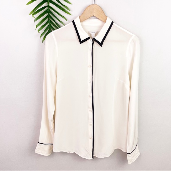 J. Crew Silk Tipped Boy Shirt with Black Piping 8 - Picture 5 of 13